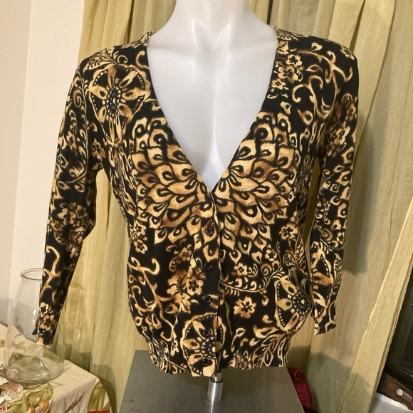 Jones New York Sweaters - 🌈 Jones New York Dahlia mandala v neck cotton cardigan small